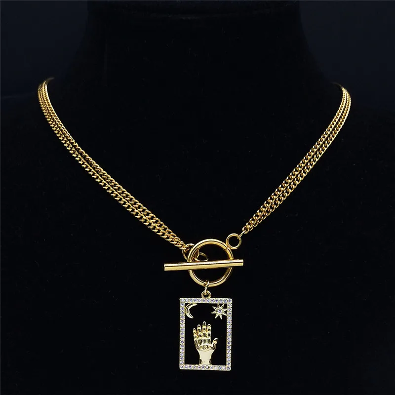 Tarot The Hand Copper Stainless Steel Chain Necklace for Women Gold Color Divination Necklaces Choker Jewelry colgante NPW7S02
Tarot The Hand Copper Stainless Steel Chain Necklace for Women Gold Color Divination Necklaces Choker Jewelry colgante NPW7S02