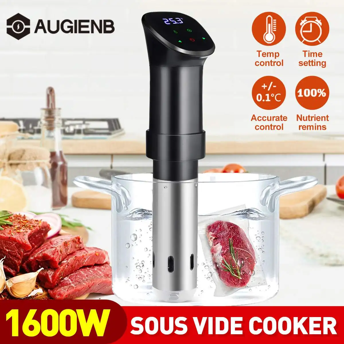1800W LCD Touch Sous Vide Cooker Waterproof Sous Vide Immersion Circulator Vacuum Heater Machine Slow Cooker
1800W LCD Touch Sous Vide Cooker Waterproof Sous Vide Immersion Circulator Vacuum Heater Machine Slow Cooker