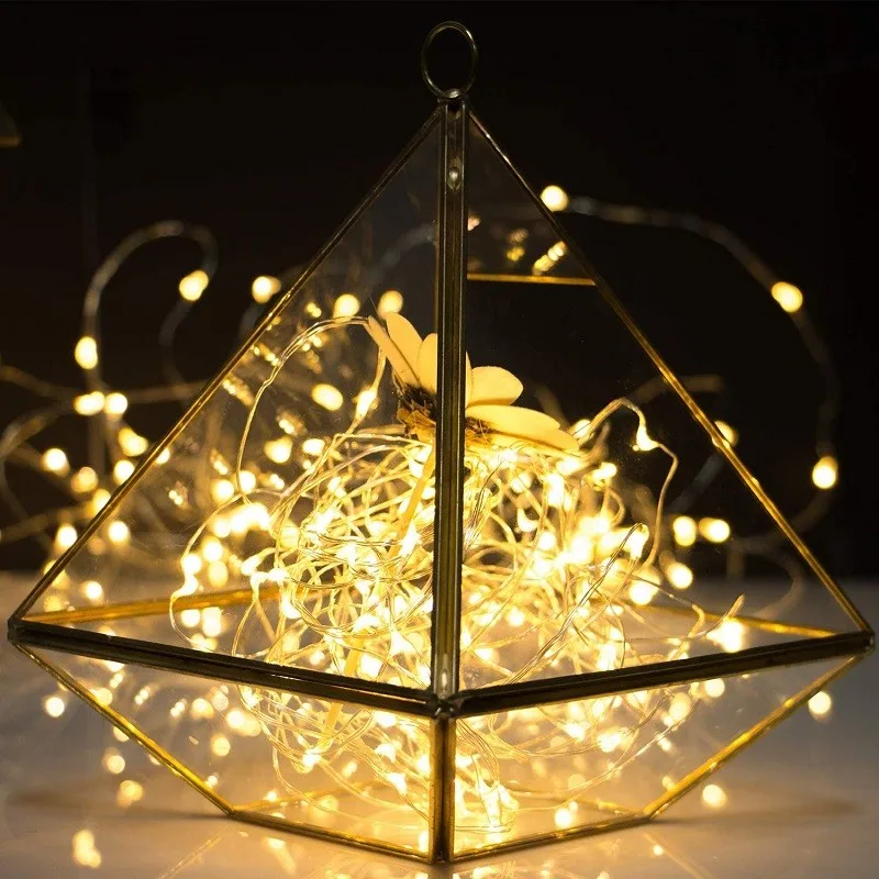 1PC 2/5/10M Copper Wire LED String lights Holiday lighting Fairy Garland For Christmas Tree Wedding Party Decoration Lamp CR2032 | Лампы и