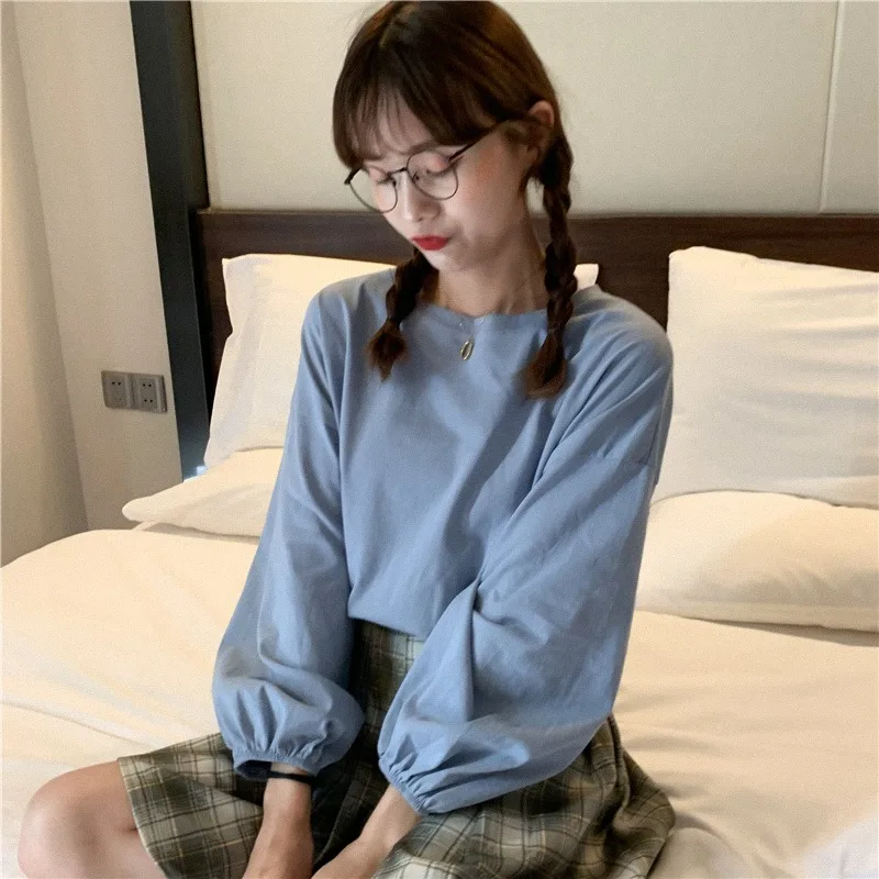 2021new Spring Korean Style Loose All-Match Puff Sleeve Solid Color round Neck T-shirt Long Sleeve Top Women's Ins Fashion
2021new Spring Korean Style Loose All-Match Puff Sleeve Solid Color round Neck T-shirt Long Sleeve Top Women's Ins Fashion