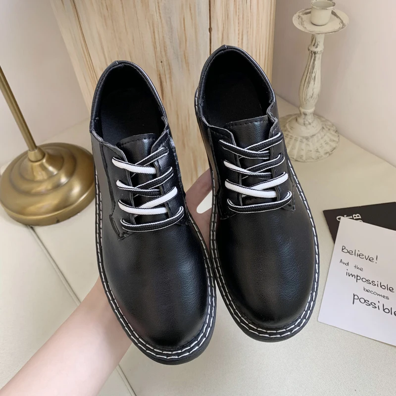 Fashion Lace-up Female Loafers Retro Leather Round Toe High Heels Ladies Daily Casual Shallow Mouth Thick Bottom Shoes W40-17
Fashion Lace-up Female Loafers Retro Leather Round Toe High Heels Ladies Daily Casual Shallow Mouth Thick Bottom Shoes W40-17