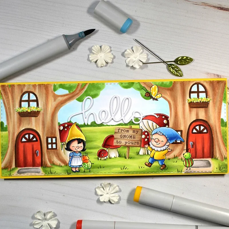 Next Door Gnomes Clear Stamps With Metal Cutting dies for DIY Scrapbooking Paper Cards Silicone Transparent Stempels Seal
Next Door Gnomes Clear Stamps With Metal Cutting dies for DIY Scrapbooking Paper Cards Silicone Transparent Stempels Seal