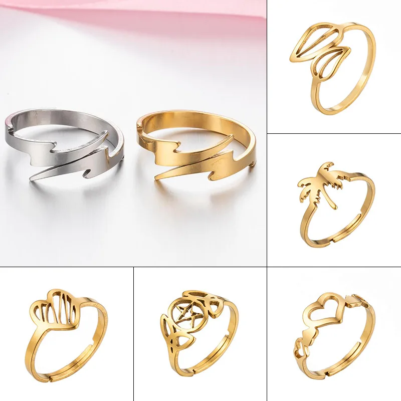 WANGAIYAO new stainless steel coconut tree leaf open ring ins cold wind simple female Korean version of geometric star lightning
WANGAIYAO new stainless steel coconut tree leaf open ring ins cold wind simple female Korean version of geometric star lightning
