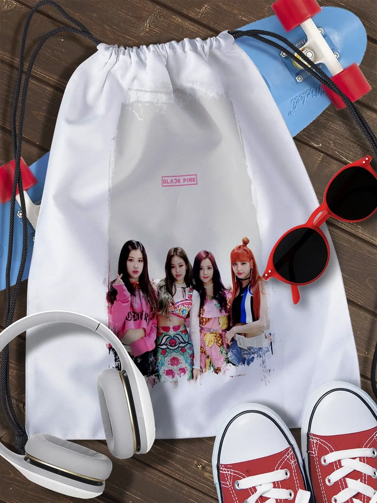 Фото Сумка мешок для обуви BLACKPINK (блэкпинк K-pop girl group Лиса Джису Розэ Дженни) - 3092 | Багаж