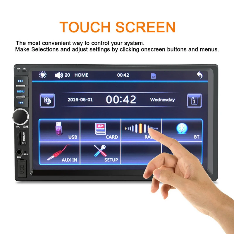 2 DIN 7 Inch Car Stereo Radio Stereo receiver USB TF FM AUX Touch Screen MP5 Player with Parking Camera Bluetooth Mirror Link
2 DIN 7 Inch Car Stereo Radio Stereo receiver USB TF FM AUX Touch Screen MP5 Player with Parking Camera Bluetooth Mirror Link