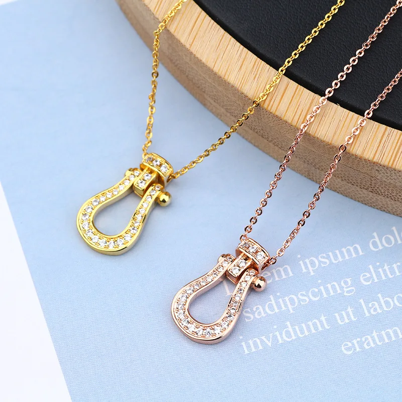 Horseshoe Clasp Necklace 925 Sterling Silver with Diamond Pendant Famous Brand Boutique Ladies Jewelry Wholesale Fred Necklace
Horseshoe Clasp Necklace 925 Sterling Silver with Diamond Pendant Famous Brand Boutique Ladies Jewelry Wholesale Fred Necklace