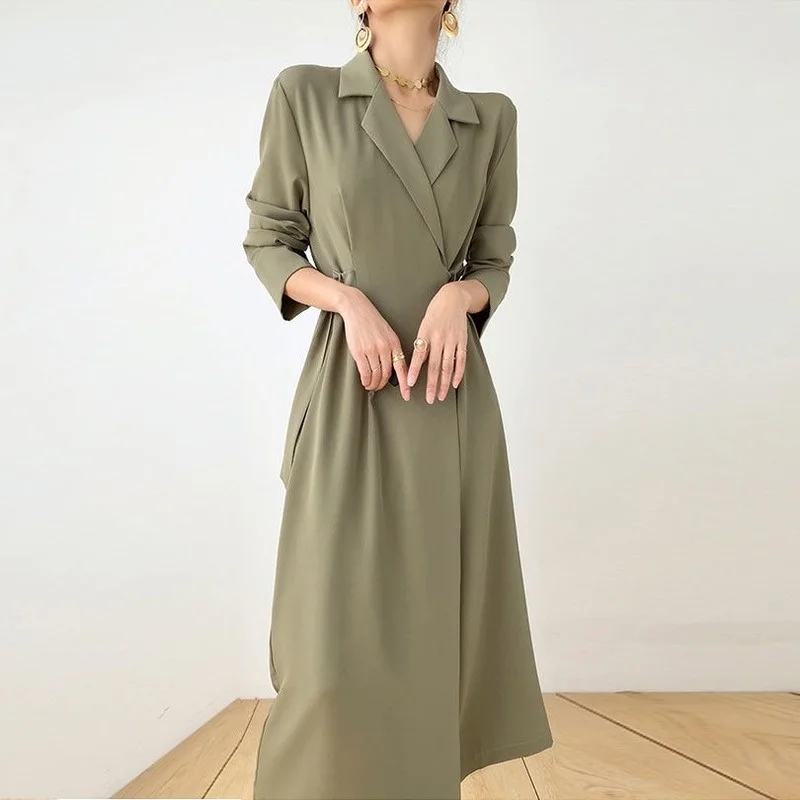 Solid Elegant Dress Women Autumn Bandage Midi Split Dress Office Lady Designer Casual Korean Style One-piece Dress Female 2021
Solid Elegant Dress Women Autumn Bandage Midi Split Dress Office Lady Designer Casual Korean Style One-piece Dress Female 2021