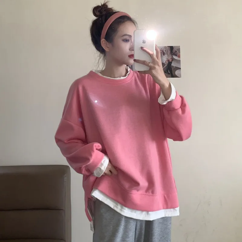 Autumn And Winter Korean Loose Fake Two Piece Long Sleeve Casual Sportswear For Women
Autumn And Winter Korean Loose Fake Two Piece Long Sleeve Casual Sportswear For Women