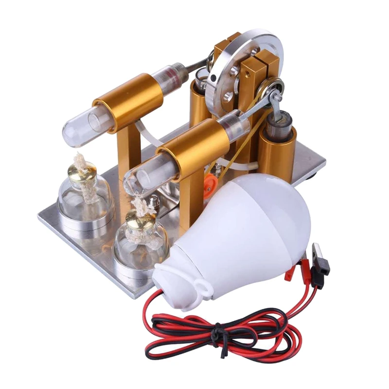 Double Cylinder Hot Air Stirling Engine Motor Model Educational Scientific Power Generation Experimental | Игрушки и хобби