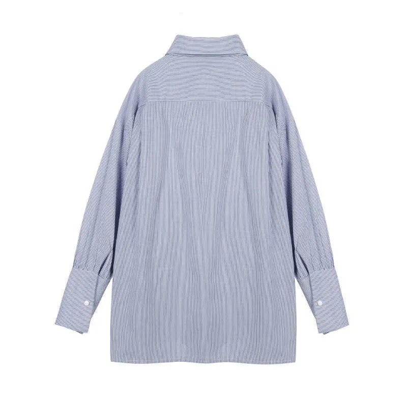 2021 Spring Autumn Women Blue Striped Blouse New Lapel Long Sleeve Loose Casual Slim Office Work Shirt Fashion Tide Y419
2021 Spring Autumn Women Blue Striped Blouse New Lapel Long Sleeve Loose Casual Slim Office Work Shirt Fashion Tide Y419