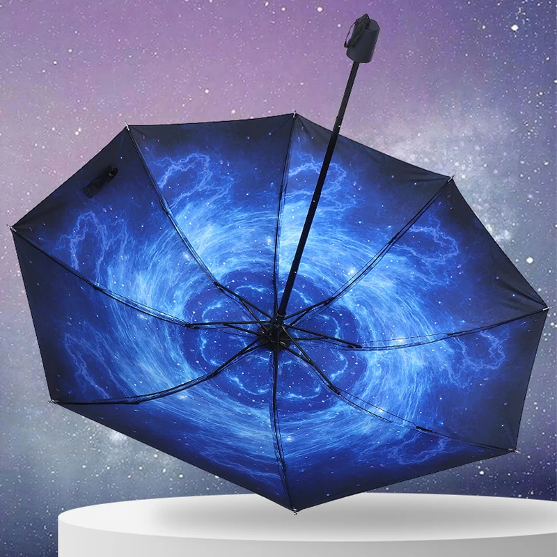 JIAZIiii New Creative Starry Sky Umbrella Three-Folding Anti-UV Vinyl Parasols Portable Travel Sunny Or Rainy Folding Umbrellas
JIAZIiii New Creative Starry Sky Umbrella Three-Folding Anti-UV Vinyl Parasols Portable Travel Sunny Or Rainy Folding Umbrellas
