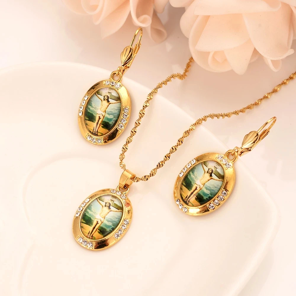 Bangrui Gold Necklace & Earrings Set Gold Color Catholic Religious crystal Jewelry Set Christmas Gift For Women girls gift
Bangrui Gold Necklace & Earrings Set Gold Color Catholic Religious crystal Jewelry Set Christmas Gift For Women girls gift