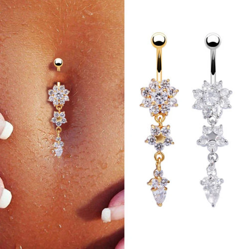 New Fashion Sexy Piercing Navel Nail Body Jewelry Flower Pendant Crystal Belly Button Rings For Women Girls
New Fashion Sexy Piercing Navel Nail Body Jewelry Flower Pendant Crystal Belly Button Rings For Women Girls