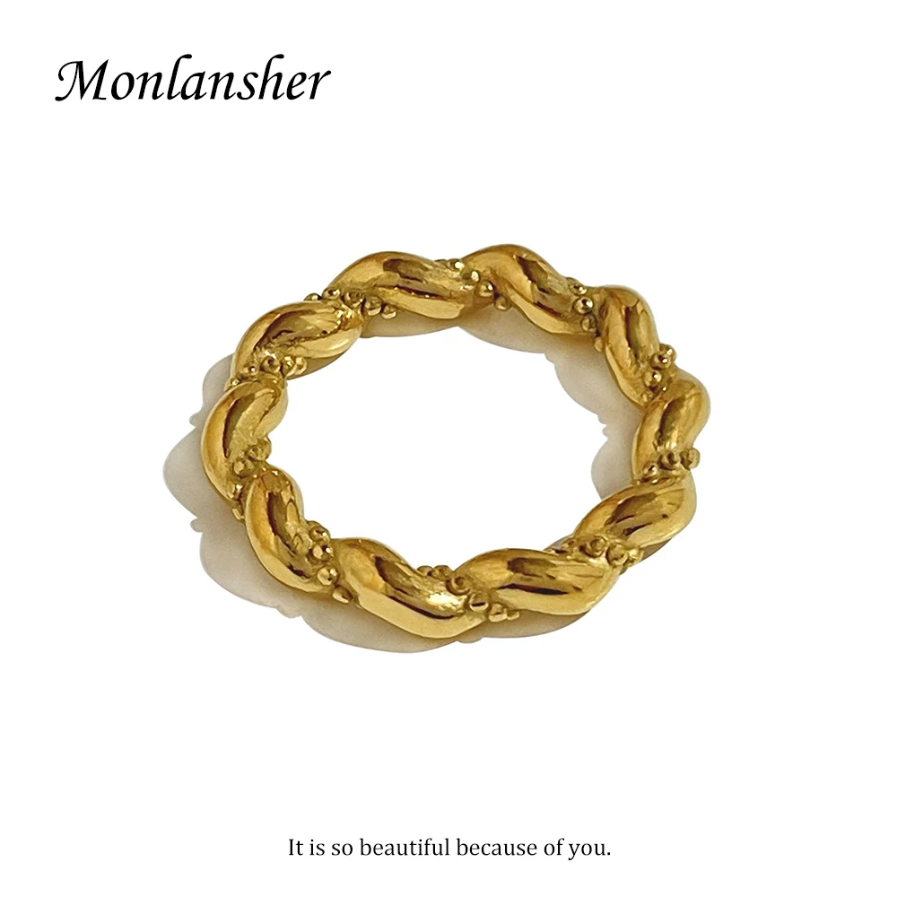 Monlansher Gold Color Stainless Steel Geometric Twist Spin Ring Delicate Wave Finger Ring Vintage Daily Rings Jewelry for Women
Monlansher Gold Color Stainless Steel Geometric Twist Spin Ring Delicate Wave Finger Ring Vintage Daily Rings Jewelry for Women