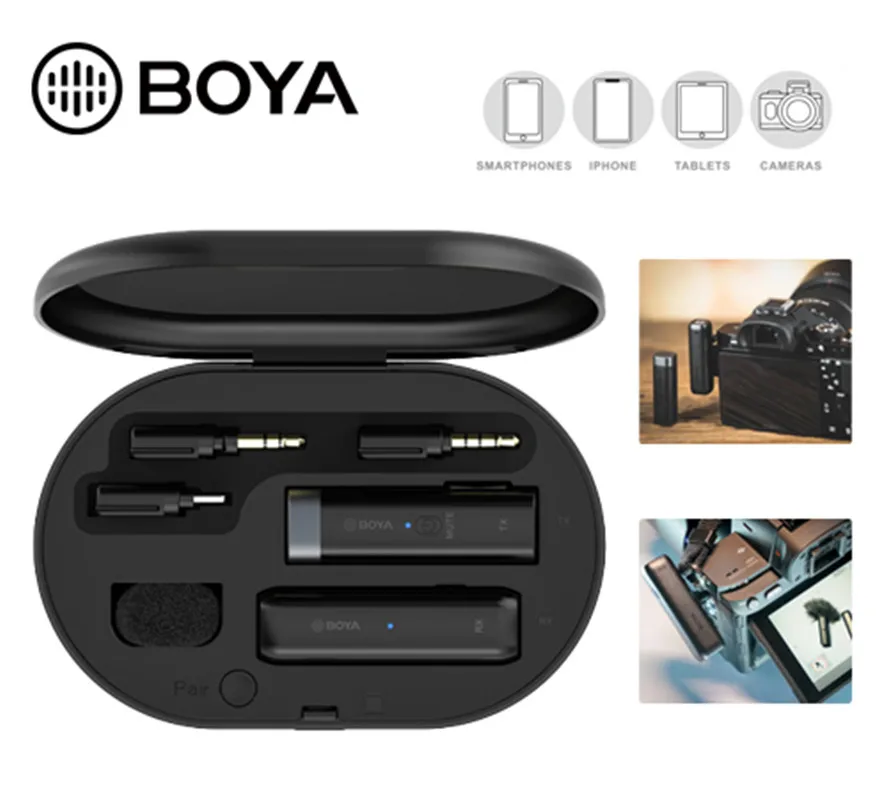 BOYA BY-WM3 2.4G Wireless Lavalier Microphone Condenser Interview Mic for Smartphone DSLR Camera Desktop Laptop PC
BOYA BY-WM3 2.4G Wireless Lavalier Microphone Condenser Interview Mic for Smartphone DSLR Camera Desktop Laptop PC