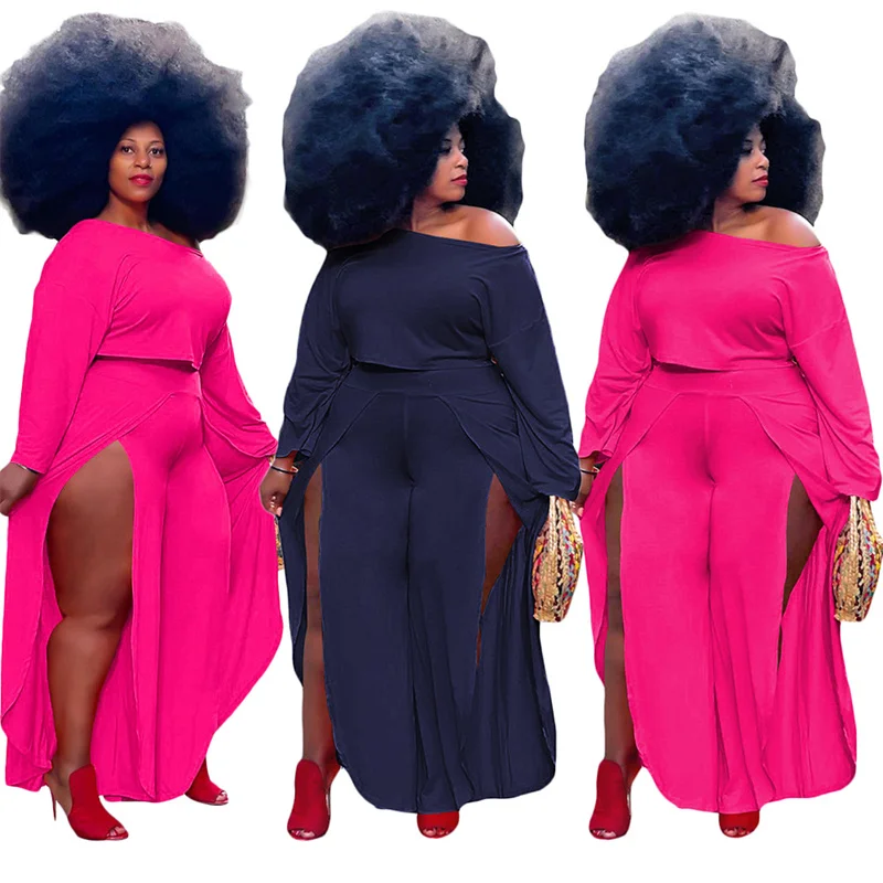 Fashion Two Piece Plus Size Women's Clothing Sexy Sloping Shoulder Personality Split Solid Color Loose Casual Trousers Suit
Fashion Two Piece Plus Size Women's Clothing Sexy Sloping Shoulder Personality Split Solid Color Loose Casual Trousers Suit