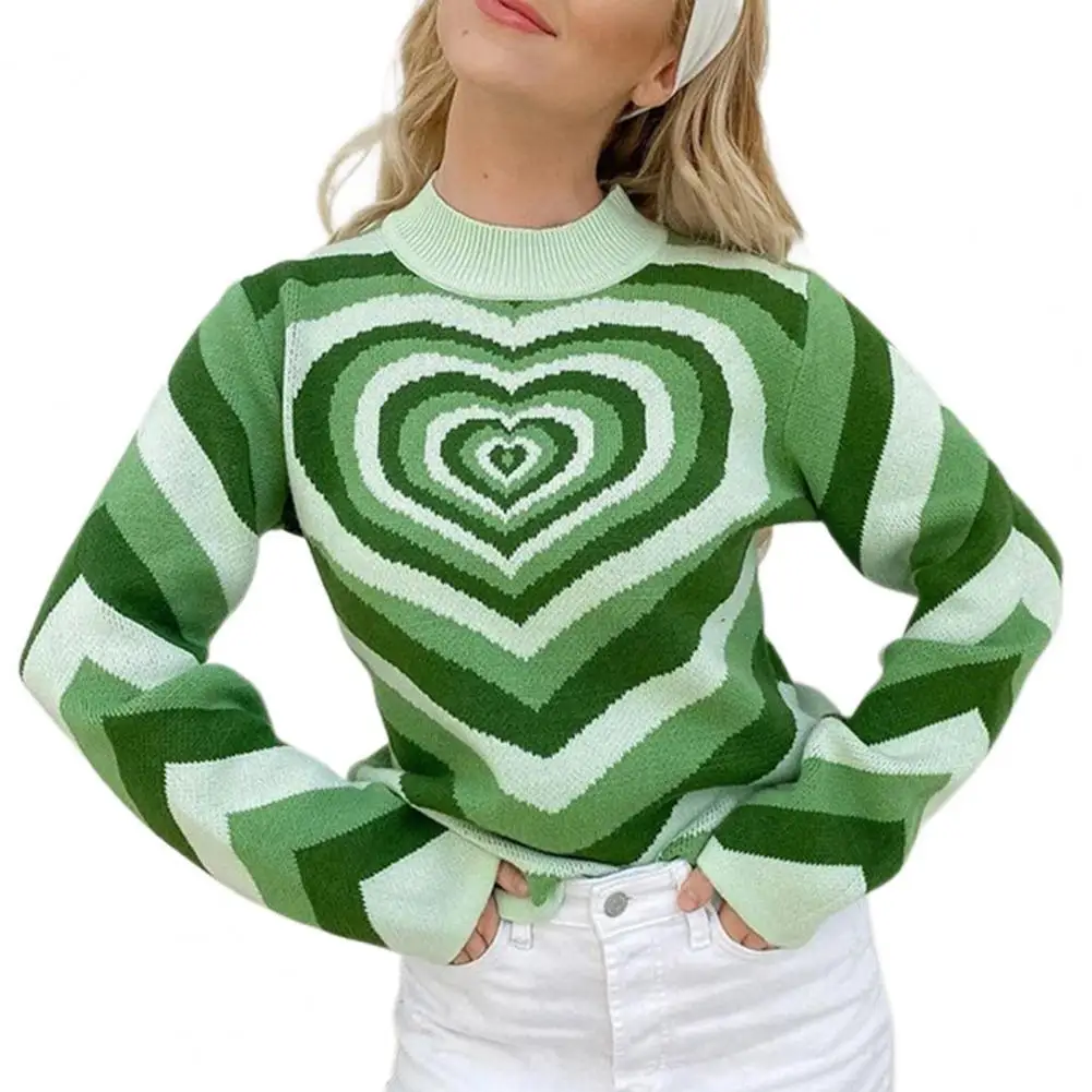 Women Knitted Sweater Heart Wave Print Half High Collar Autumn Winter Long Sleeve Warm Women Jumper Knitwear Streetwear Pullover
Women Knitted Sweater Heart Wave Print Half High Collar Autumn Winter Long Sleeve Warm Women Jumper Knitwear Streetwear Pullover