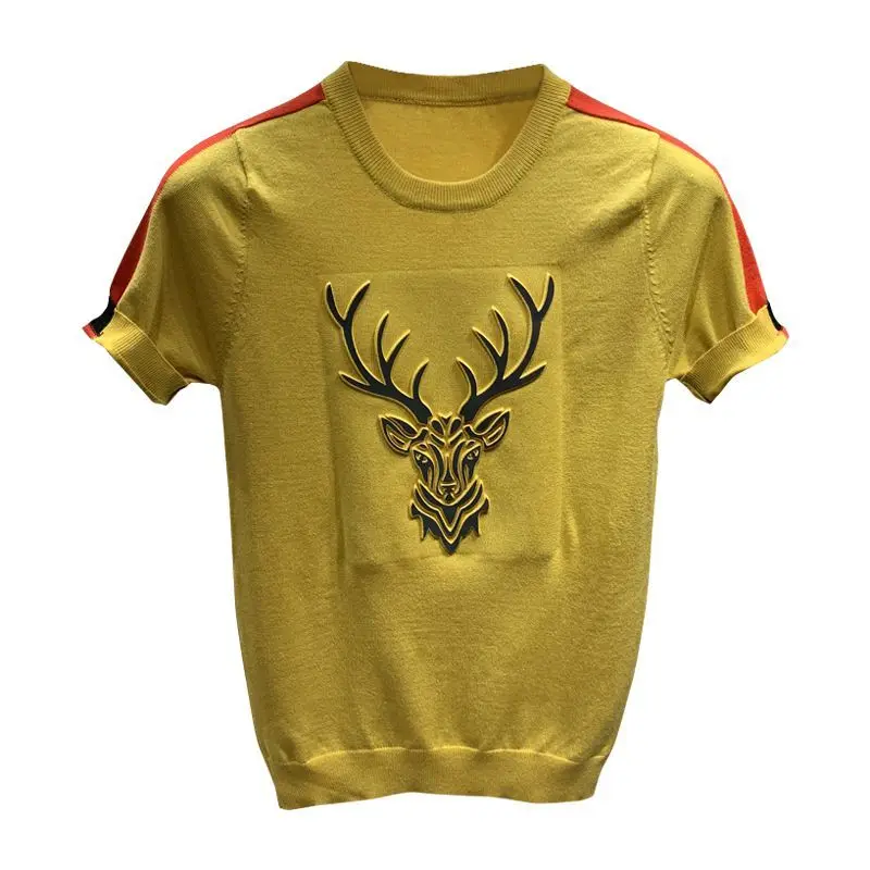 Summer Half Sleeve Striped fashion knitted T-shirt 2021 new men's tight thin round neck short sleeve
Summer Half Sleeve Striped fashion knitted T-shirt 2021 new men's tight thin round neck short sleeve