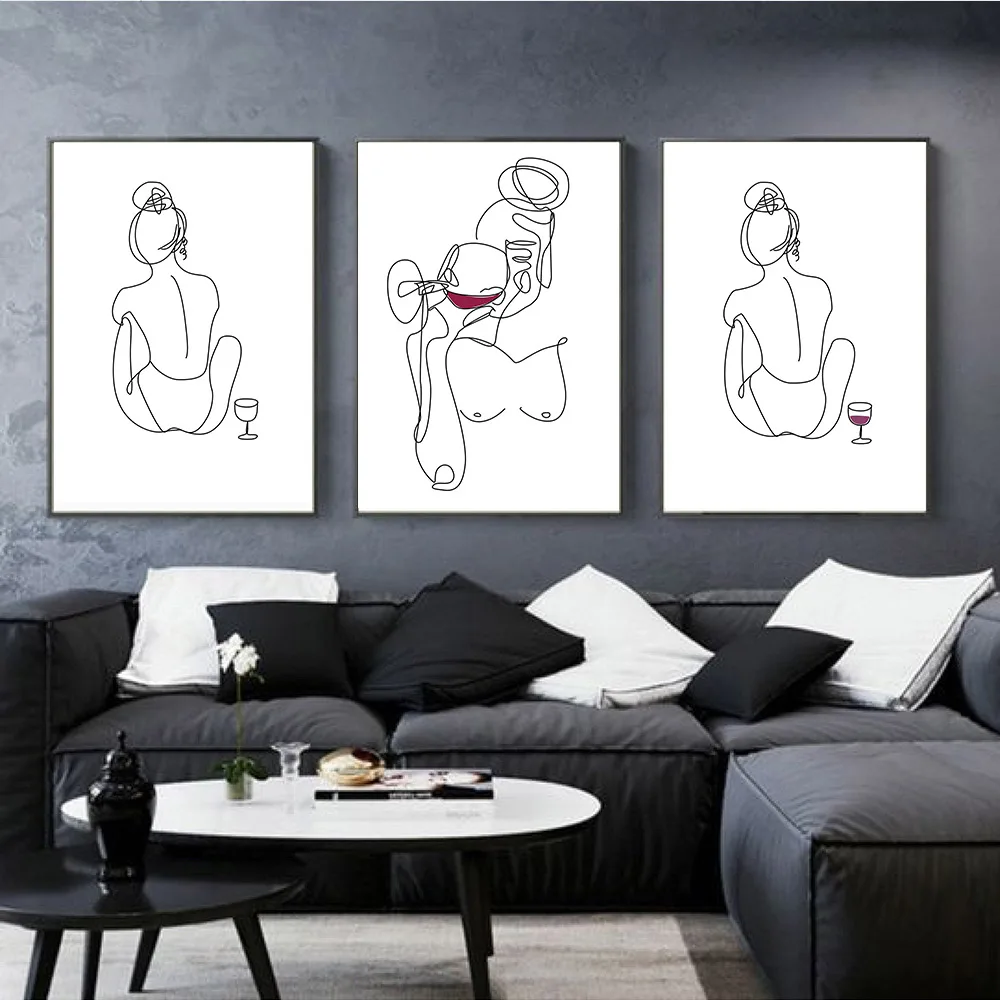 Abstract Women Body Line Drawing Wall Art Poster Drink Red Wine Canvas Painting Minimalist Pictures For Living Room Decoration
Abstract Women Body Line Drawing Wall Art Poster Drink Red Wine Canvas Painting Minimalist Pictures For Living Room Decoration