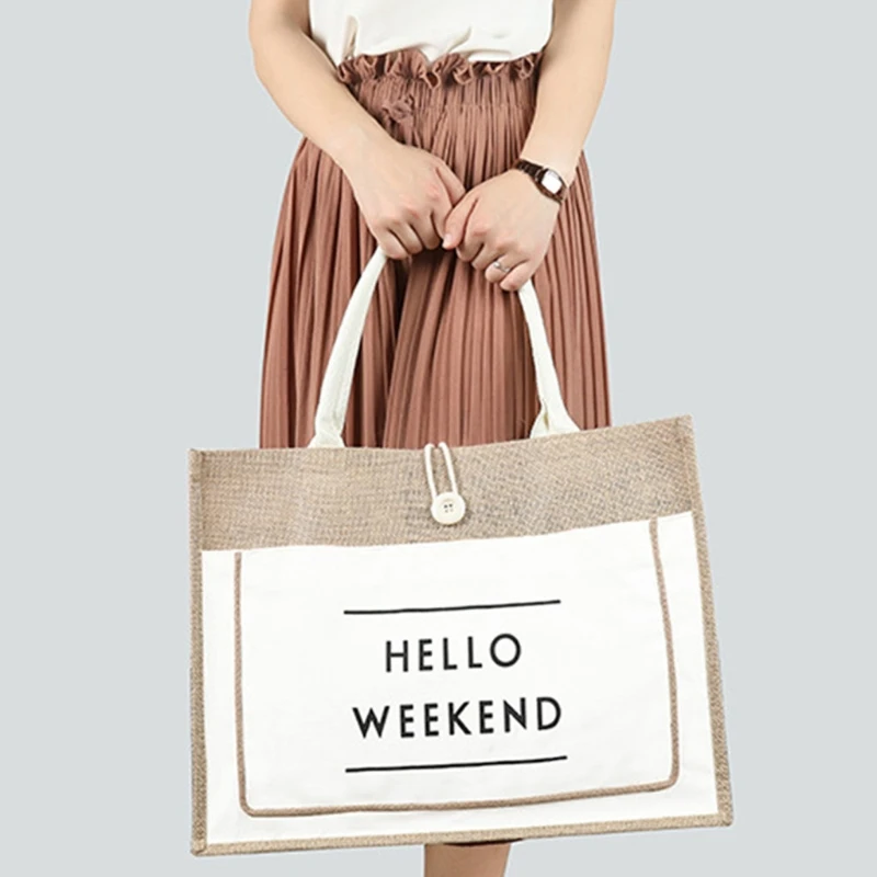 Hot Search Linen Tote Large Reusable Grocery Bags with Handles Women Shopping Bag Beach Vacation Picnic Organizer
Hot Search Linen Tote Large Reusable Grocery Bags with Handles Women Shopping Bag Beach Vacation Picnic Organizer