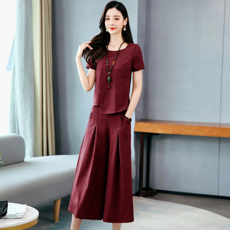 Summer 2021 Fashion Women Korean All-match Simple Casual 2 Piece Set Women Outfits Chic Ladies Top Wide Leg Pants Suits Y789
Summer 2021 Fashion Women Korean All-match Simple Casual 2 Piece Set Women Outfits Chic Ladies Top Wide Leg Pants Suits Y789
