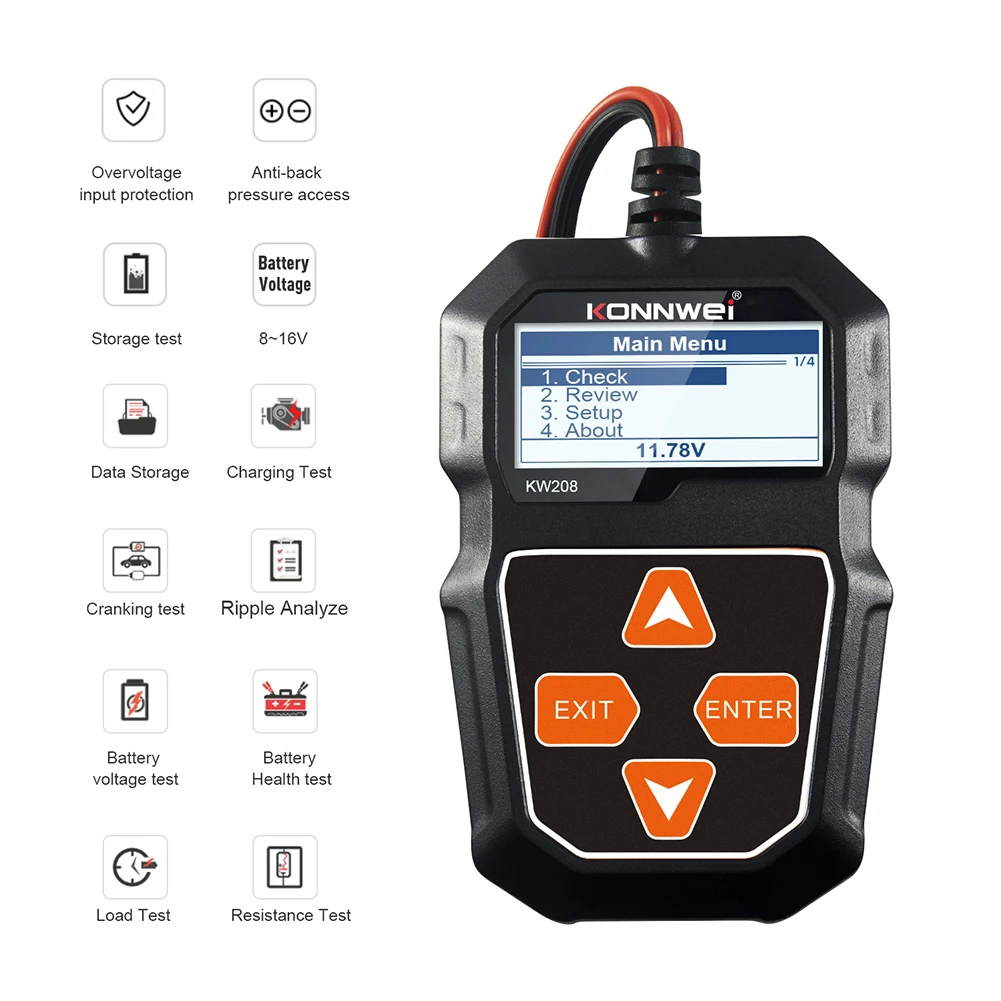 KONNWEI KW208 Car Battery Tester Automotive Battery Cranking and Charging System Test Scan Tool with LCD Screen Fast delivery
KONNWEI KW208 Car Battery Tester Automotive Battery Cranking and Charging System Test Scan Tool with LCD Screen Fast delivery