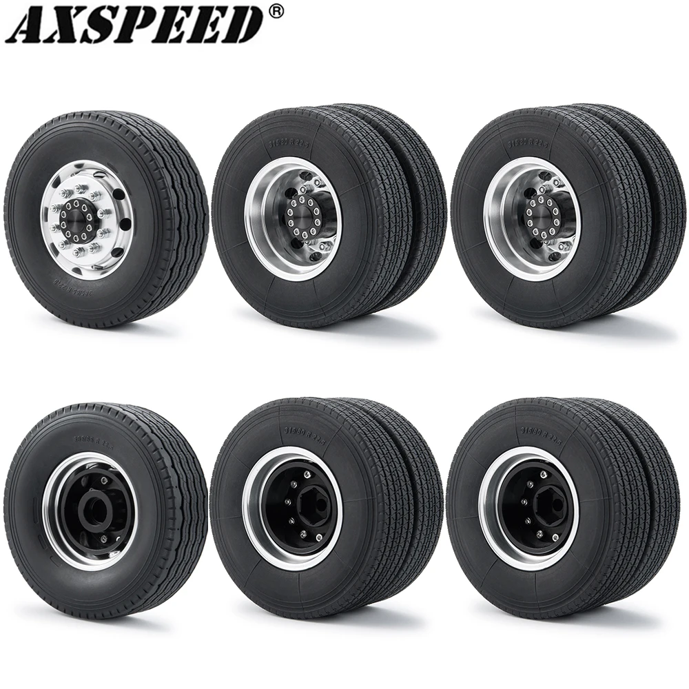 AXSPEED 6PCS Front & Rear Wheel Tires Complete Set Metal Wheel Hub Rubber Tyre for 1/14 Tamiya RC Tractor Truck Car Upgrade Part
AXSPEED 6PCS Front & Rear Wheel Tires Complete Set Metal Wheel Hub Rubber Tyre for 1/14 Tamiya RC Tractor Truck Car Upgrade Part