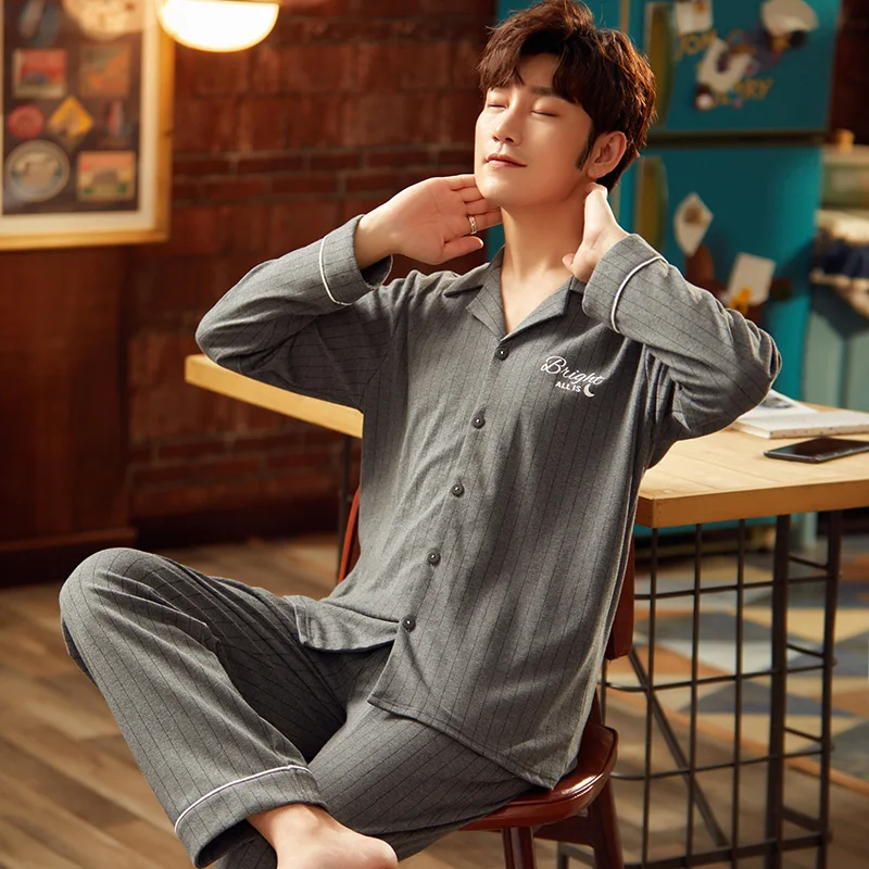 Long Sleeve Trousers Boy Pajamas Simple Solid Color Stripe Couple Homewear Sleepwear Winter Cotton Casual Couple Pajamas Set
Long Sleeve Trousers Boy Pajamas Simple Solid Color Stripe Couple Homewear Sleepwear Winter Cotton Casual Couple Pajamas Set