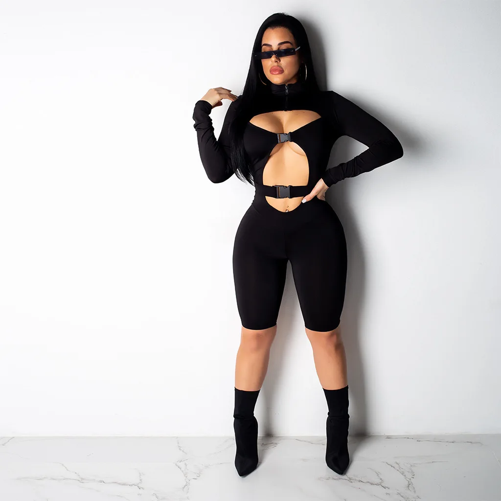 wsevypo Women Sexy Hollow Out Playsuits Solid Color Turtleneck Long Sleeve Skinny Short Rompers with Release Buckle Design
wsevypo Women Sexy Hollow Out Playsuits Solid Color Turtleneck Long Sleeve Skinny Short Rompers with Release Buckle Design
