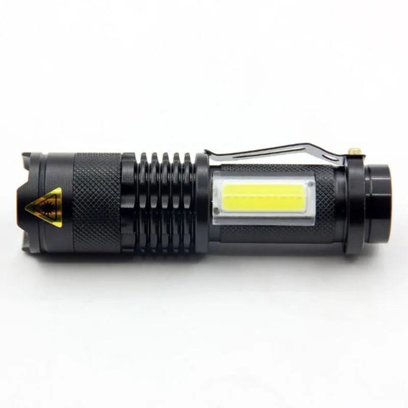 

Zoomable Mini Led Flashlight Penlight Dual Q5 COB Torch Lanterna Small flash light Camping Walking lighting fishing AA or 14500