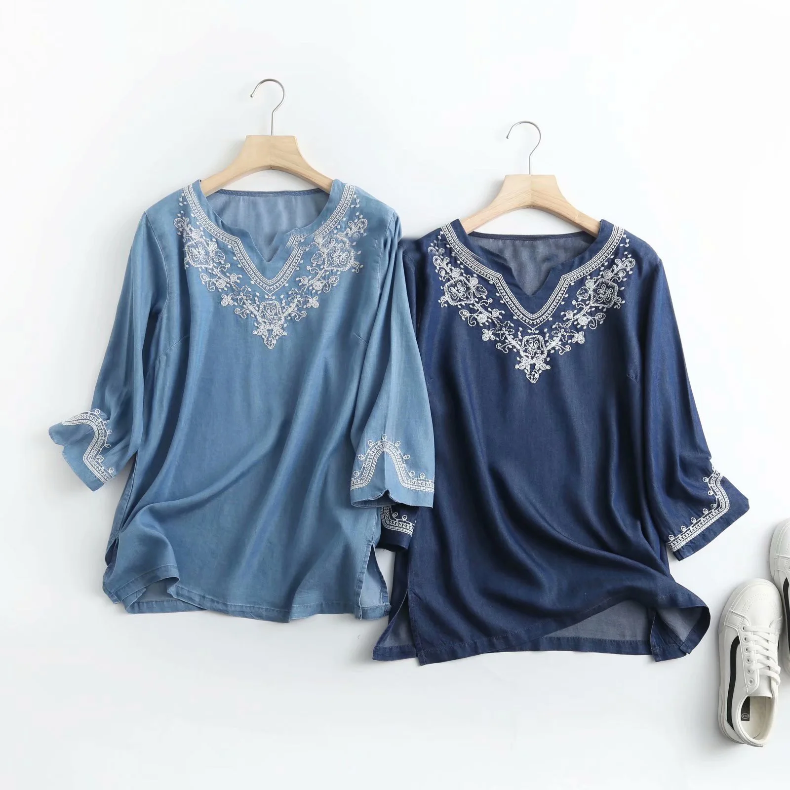 summer embroidery denim blouse women casual v neck soft light blue denim tops and blouses blusas mujer new
summer embroidery denim blouse women casual v neck soft light blue denim tops and blouses blusas mujer new