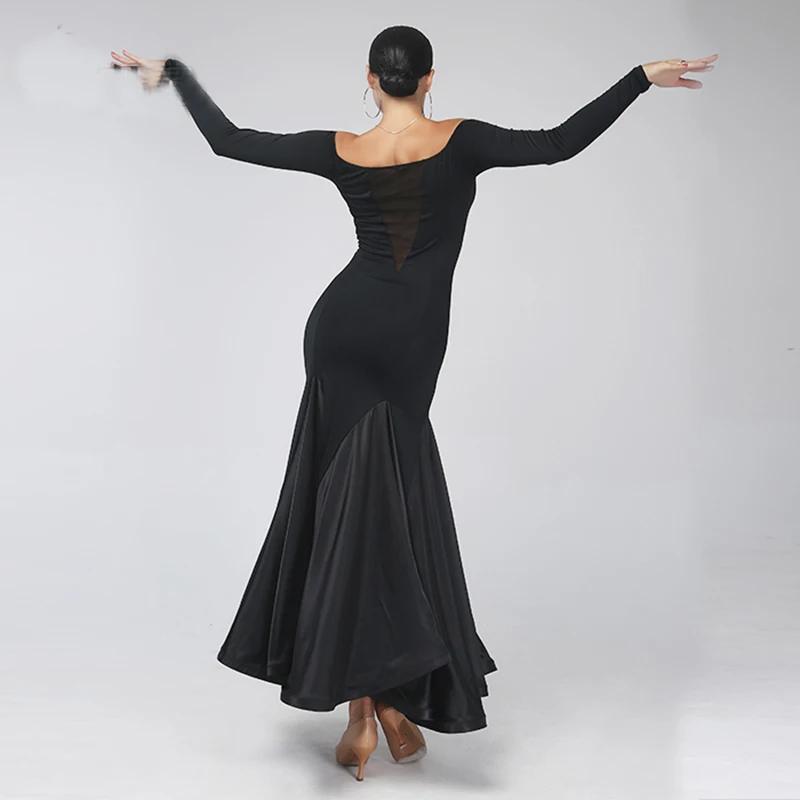 2021 Modern Ballroom Dance Competition Dresses Women Off Shoulder V Neck Sexy Waltz Dance Clothes Black Prom Party Dress
2021 Modern Ballroom Dance Competition Dresses Women Off Shoulder V Neck Sexy Waltz Dance Clothes Black Prom Party Dress