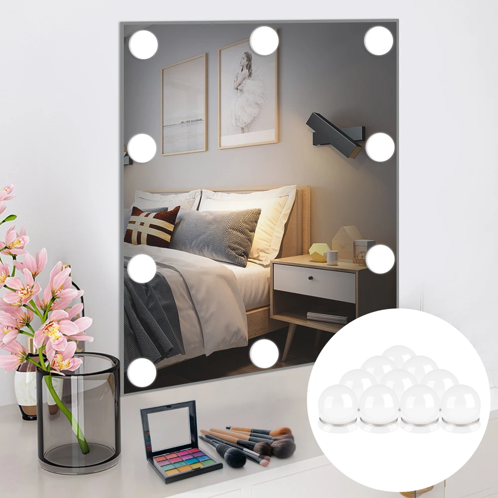 10 LED Bulbs Mirror Vanity Light Make Up Lights Hollywood Style Touch USB 10 Level 3 Color Dimmable Lamp Dressing Makeup Table
10 LED Bulbs Mirror Vanity Light Make Up Lights Hollywood Style Touch USB 10 Level 3 Color Dimmable Lamp Dressing Makeup Table