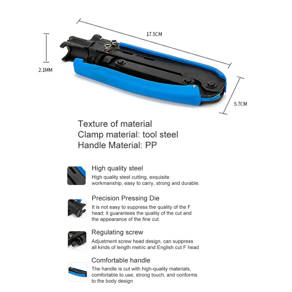 Coaxial Cable Crimper Compression Tool Wire Crimper Plier Crimping Tool For RG59 RG6 RG11 Cable F Coaxial Connectors Cable
Coaxial Cable Crimper Compression Tool Wire Crimper Plier Crimping Tool For RG59 RG6 RG11 Cable F Coaxial Connectors Cable