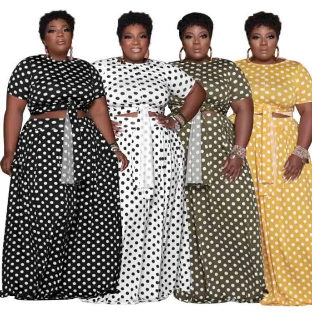Fat MM Women Vintage Polka Dot Print Lacing Up Bow T-Shirts+Long Dress 2pc Sets Clothing Female Ladies Casual Plus Size Gowns
Fat MM Women Vintage Polka Dot Print Lacing Up Bow T-Shirts+Long Dress 2pc Sets Clothing Female Ladies Casual Plus Size Gowns