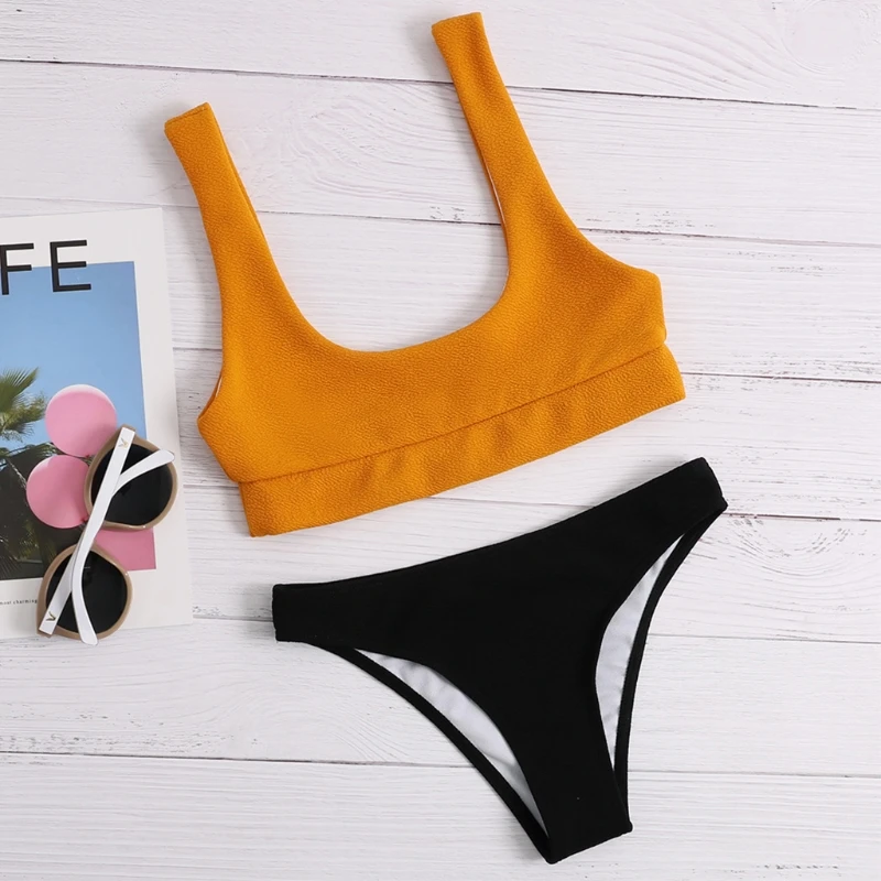 Women Sexy 2pcs Bikini Set Solid Color Scoop Neck Push Up Padded Tube Top Swimsuit Low Waist Triangle Thong Bathing Suit
Women Sexy 2pcs Bikini Set Solid Color Scoop Neck Push Up Padded Tube Top Swimsuit Low Waist Triangle Thong Bathing Suit