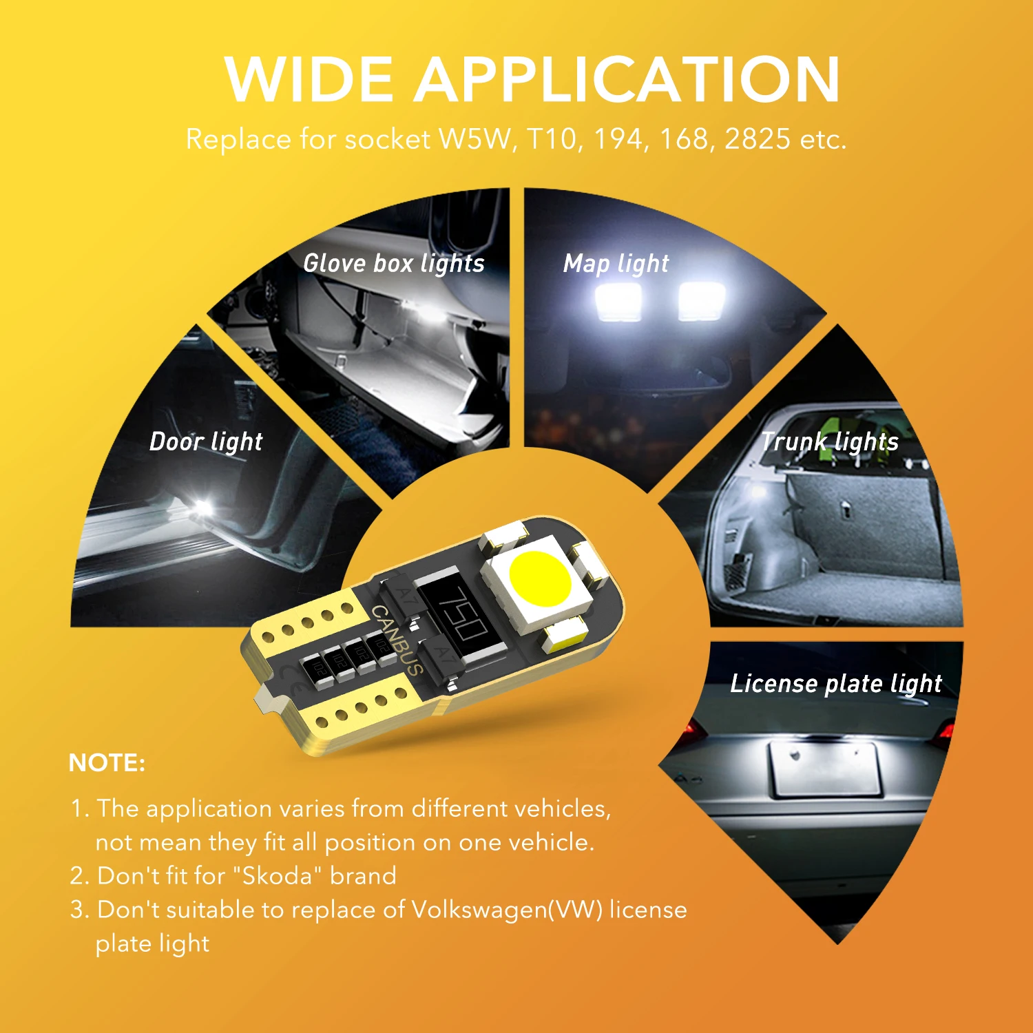 OXILAM 10pcs T10 W5W LED Clearance License Light Interior Light For BMW E90 E91 E92 E93 E60 E87 E82 E46 Auto Car LED Bulbs
OXILAM 10pcs T10 W5W LED Clearance License Light Interior Light For BMW E90 E91 E92 E93 E60 E87 E82 E46 Auto Car LED Bulbs