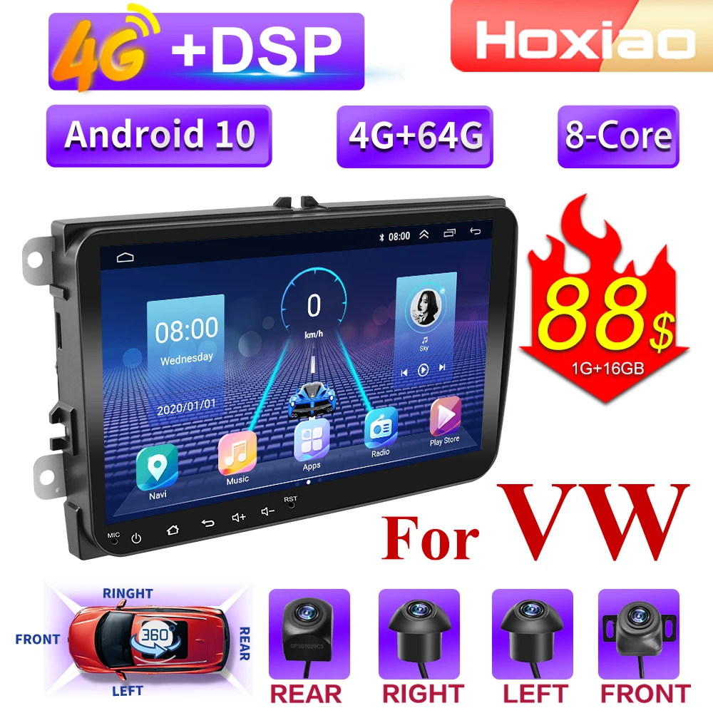Автомобильная Мультимедийная система стерео на Android 10 4 Гб ОЗУ 8 ядер с GPS