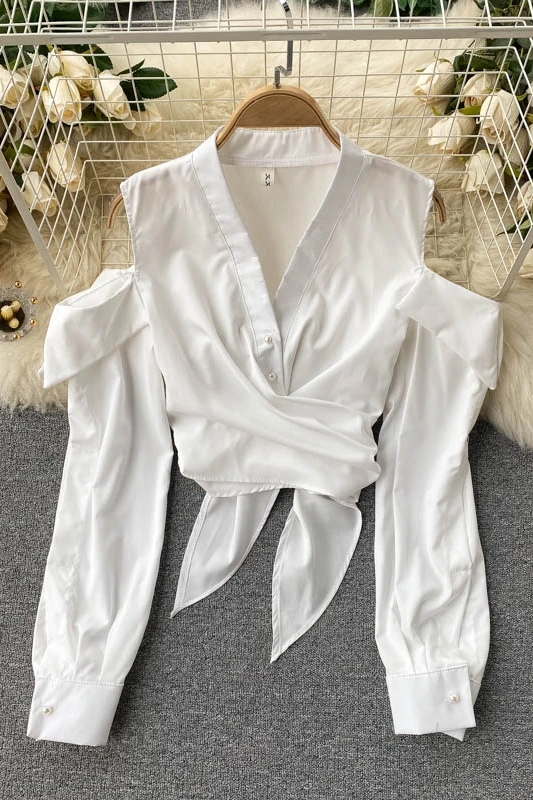 2021 Spring Korea Fashion Women Elegant Solid Color V-Neck Long Sleeve Off Shoulder Short Blouse and Top Blusas De Mujer J212
2021 Spring Korea Fashion Women Elegant Solid Color V-Neck Long Sleeve Off Shoulder Short Blouse and Top Blusas De Mujer J212
