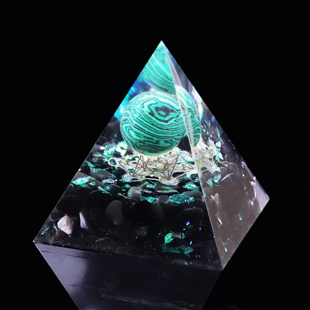 ОРГОН Пирамида Хрустальная сфера и обсидиан кварц 60 мм рейки энергия Исцеление чакра медитация оргонит Пирамида Смола ювелирные изделия