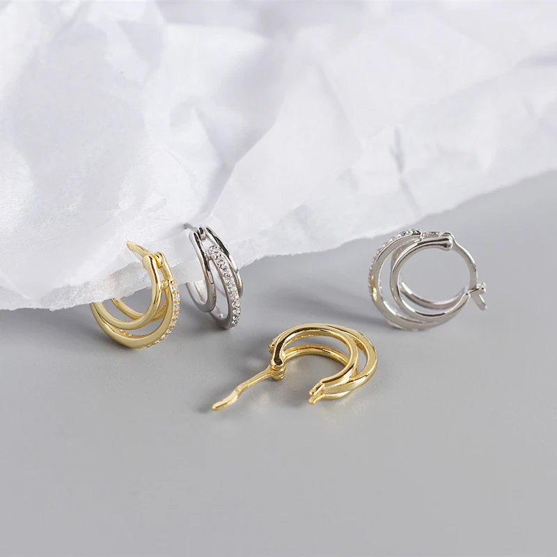 BOAKO Geometric Three Ring Diamond Ear Buckle 925 Sterling Silver Stud Earrings For Women Piercing Earings Jewelry Pendientes 
BOAKO Geometric Three Ring Diamond Ear Buckle 925 Sterling Silver Stud Earrings For Women Piercing Earings Jewelry Pendientes