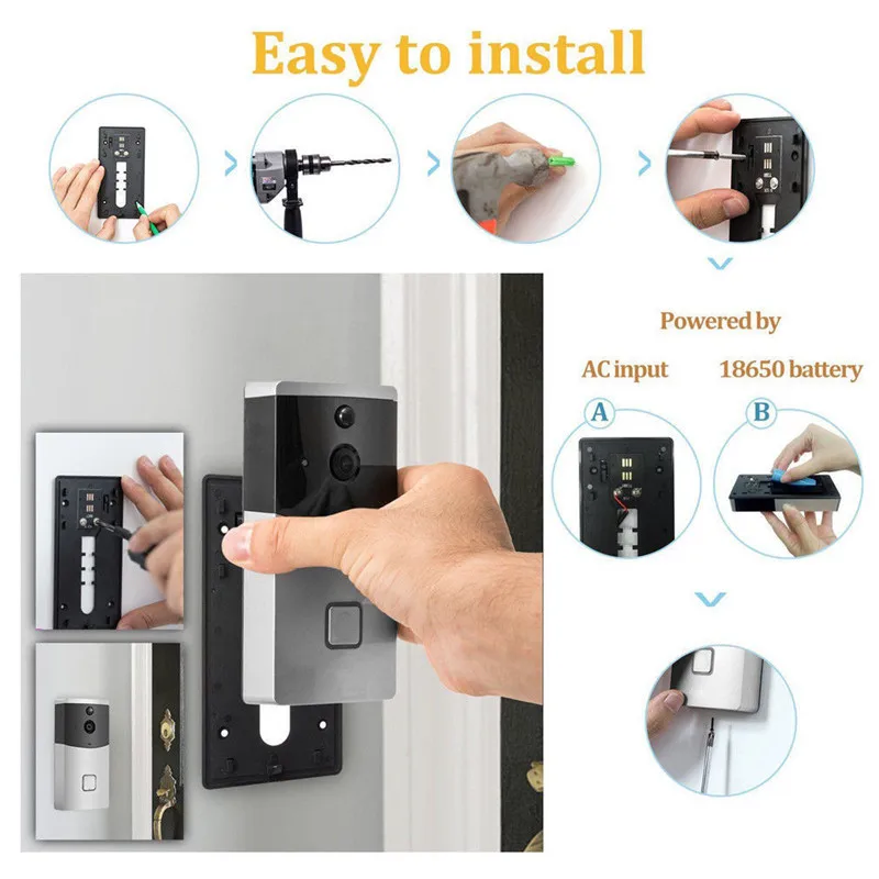 Wifi Smart Video Doorbell M4 Two-Way Intercom, Remote Monitoring Door Bell Low Power Consumption
Wifi Smart Video Doorbell M4 Two-Way Intercom, Remote Monitoring Door Bell Low Power Consumption