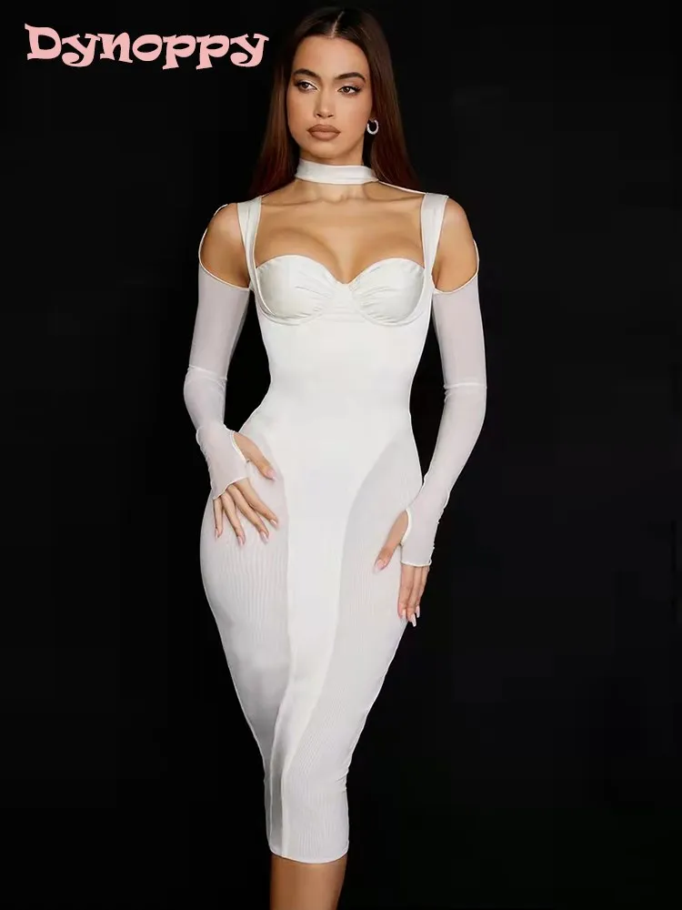 Dynoppy Sexy Bodycon Midi Dress Mesh Long Sleeve Party Robe Celebrity Outfits Satin Padded Underwired Elegant Dresses For Women
Dynoppy Sexy Bodycon Midi Dress Mesh Long Sleeve Party Robe Celebrity Outfits Satin Padded Underwired Elegant Dresses For Women