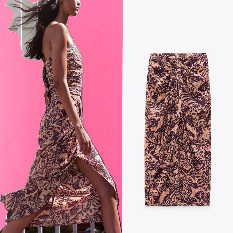 Женская винтажная юбка-саронг с завышенной талией, бантом спереди и разрезом
Женская винтажная юбка-саронг с завышенной талией, бантом спереди и разрезом