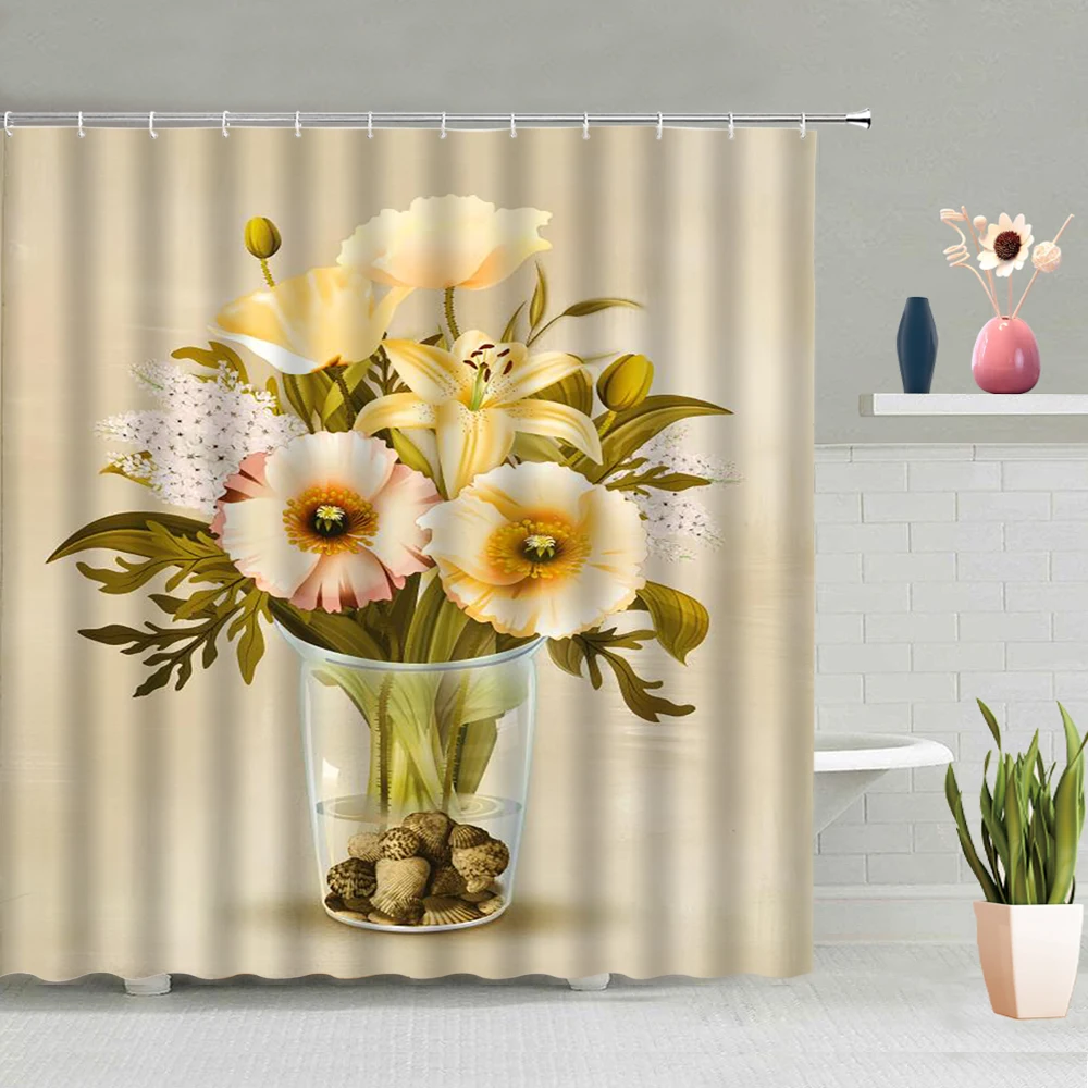Color Flowers Pattern Shower Curtain Daisy Tulip Rose Vase Decoration Bathroom Partition Screen Machine Washable With Hook Set
Color Flowers Pattern Shower Curtain Daisy Tulip Rose Vase Decoration Bathroom Partition Screen Machine Washable With Hook Set
