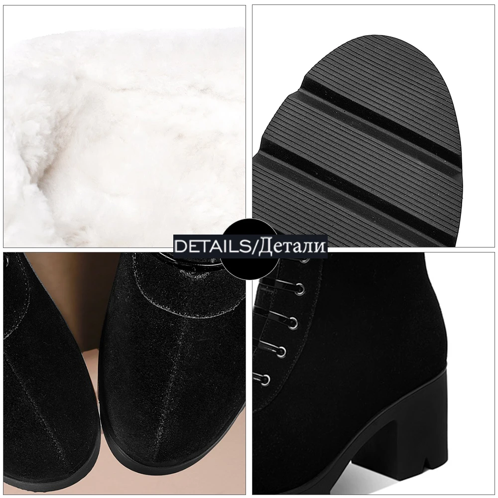WETKISS New Cow Suede Snow Boots Women Cross Tied Winter Shoes Woman Round Toe Chunky Heels Ankle Boots Warm Winter Boot
WETKISS New Cow Suede Snow Boots Women Cross Tied Winter Shoes Woman Round Toe Chunky Heels Ankle Boots Warm Winter Boot