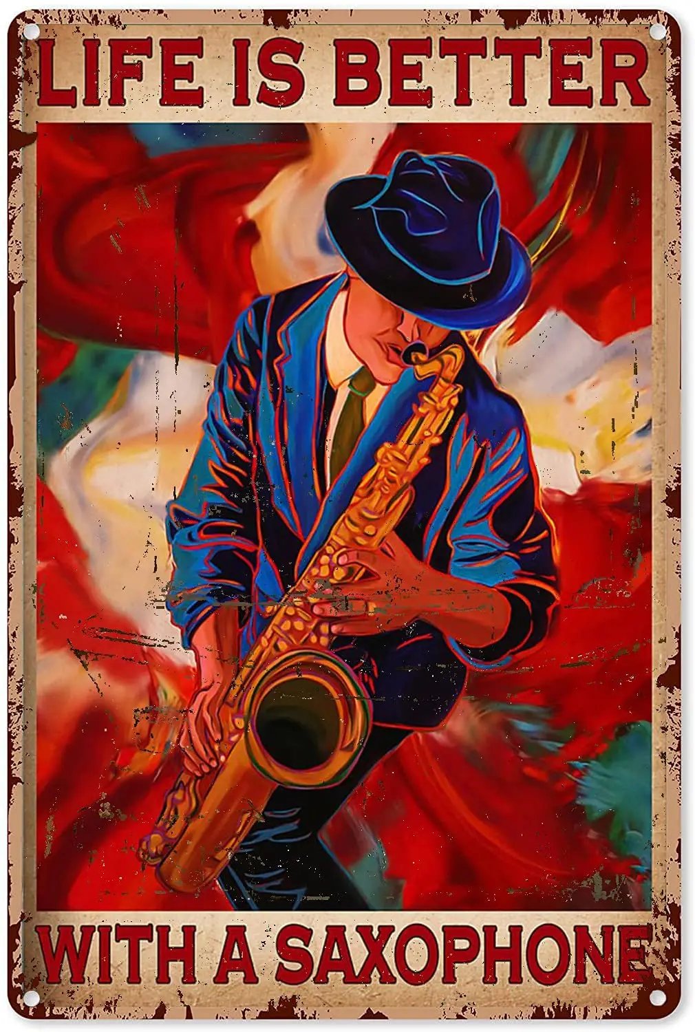 Metal Tin Wall Sign LIFE IS BETTER WITH A SAXOPHONE Pop Art Home Kitchen Room Art Deco Vintage Retro Square Metal Sign 8X12 Inch
Metal Tin Wall Sign LIFE IS BETTER WITH A SAXOPHONE Pop Art Home Kitchen Room Art Deco Vintage Retro Square Metal Sign 8X12 Inch