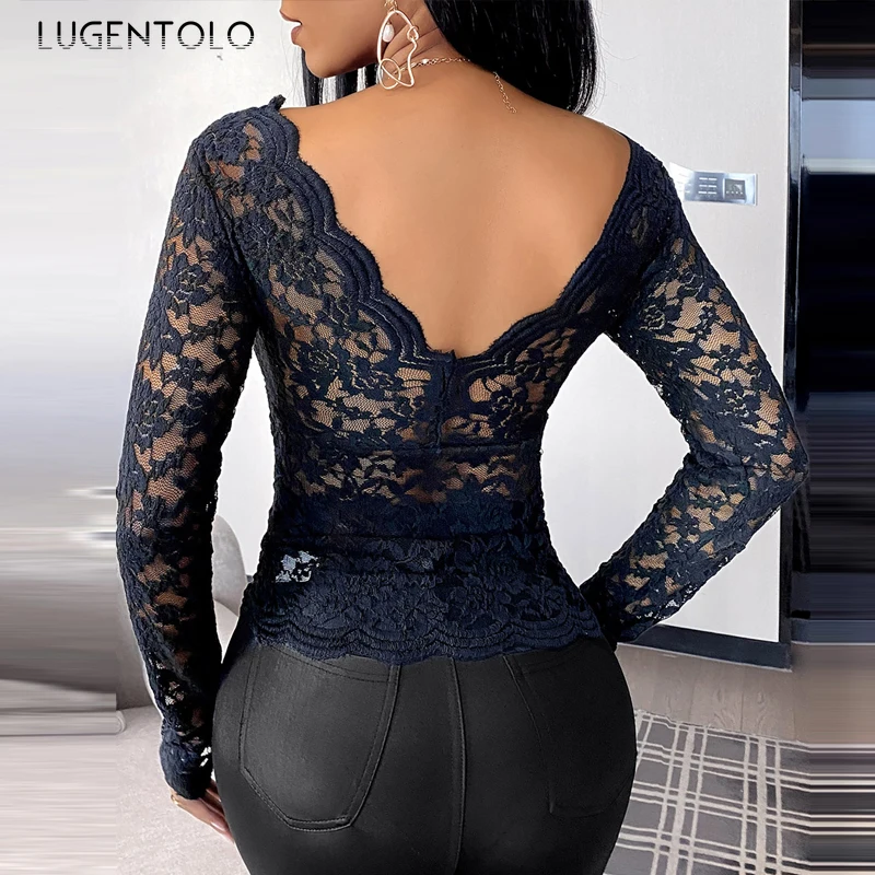 Blouse Women's Sexy V-neck Top Hollow Hook Flower Lace Shirt Long Sleve Shirts Female Slim Bottoming Blouses Lugentolo
Blouse Women's Sexy V-neck Top Hollow Hook Flower Lace Shirt Long Sleve Shirts Female Slim Bottoming Blouses Lugentolo