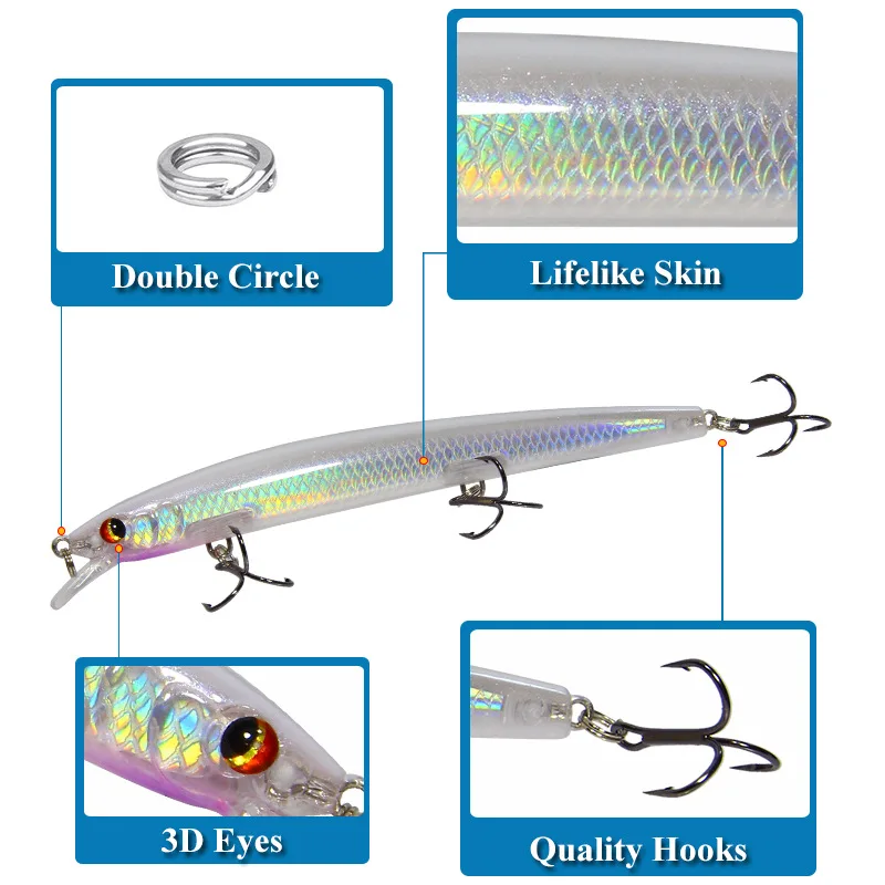 13.5cm long and 15g heavy lure long-throw Mino simulation bait ABS environmental protection hard bait freshwater sea fishing 
13.5cm long and 15g heavy lure long-throw Mino simulation bait ABS environmental protection hard bait freshwater sea fishing