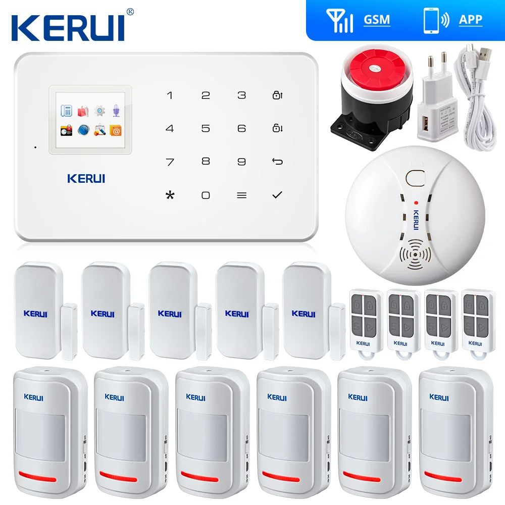 

Original Kerui G18 Wireless GSM SMS Home Security Alarm System ISO Android APP Security Alarm System Wireless Smoke Detector